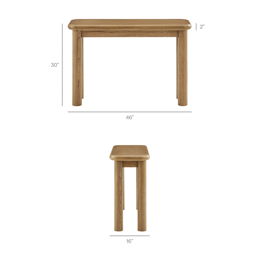 Wells Oak Wood Console Table in Weathered Oak