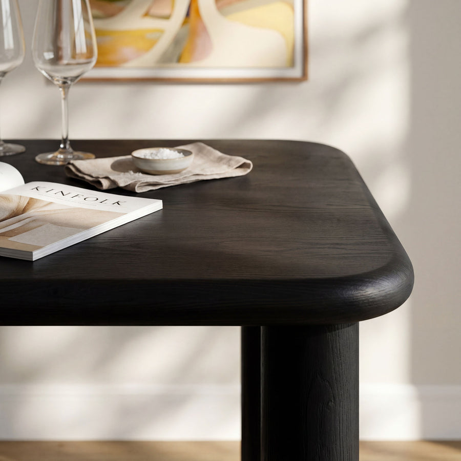 Wells 72" Rectangular Oak Wood Dining Table in Black