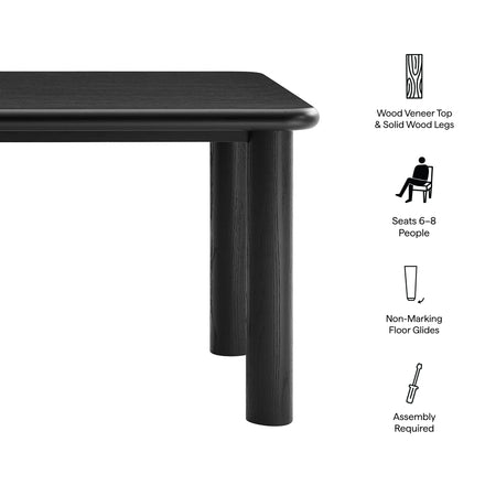 Alvia 72" Rectangular Oak Wood Dining Table in Black