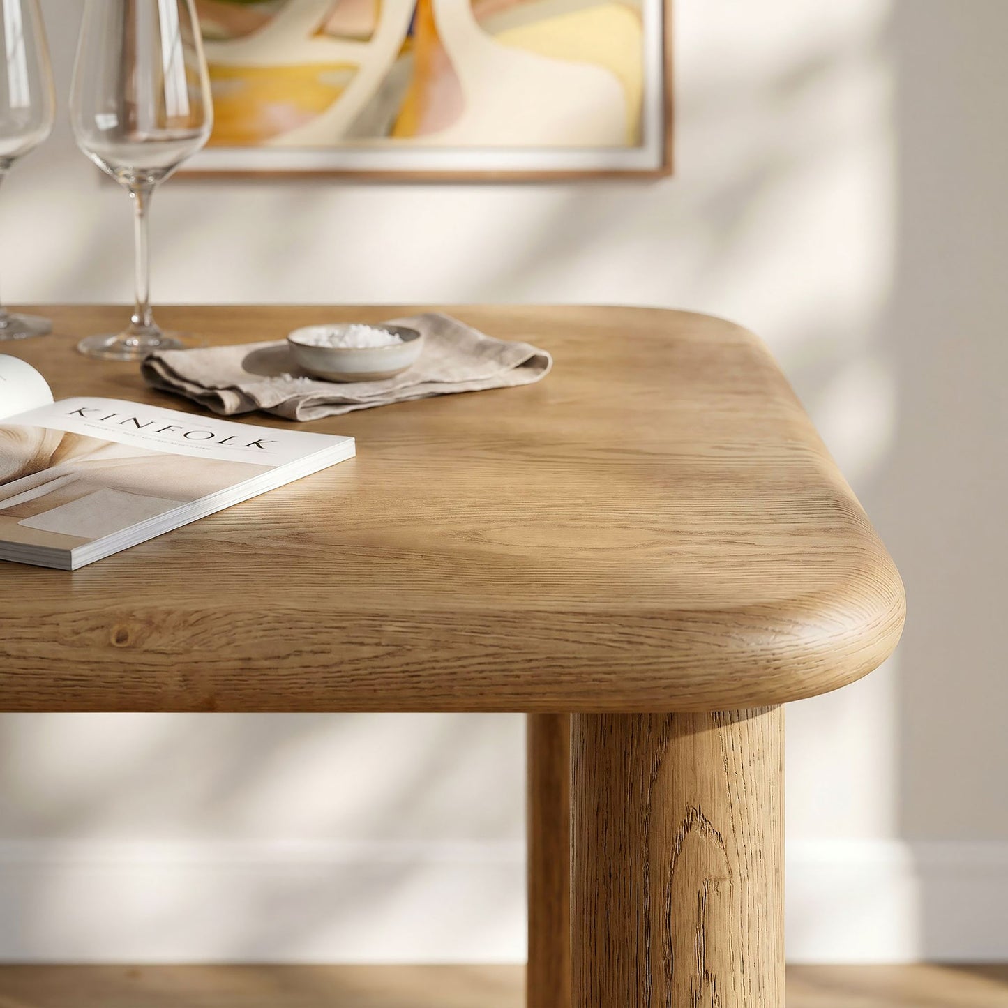 Wells 72" Rectangular Oak Wood Dining Table in Weathered Oak