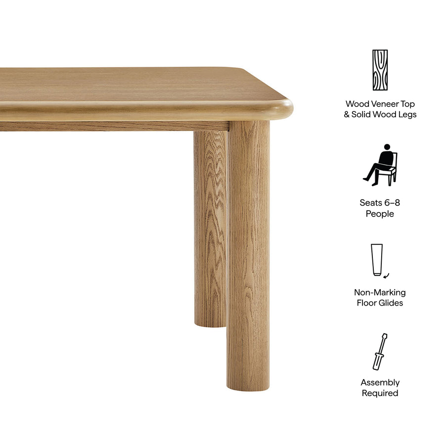 Wells 72" Rectangular Oak Wood Dining Table in Weathered Oak