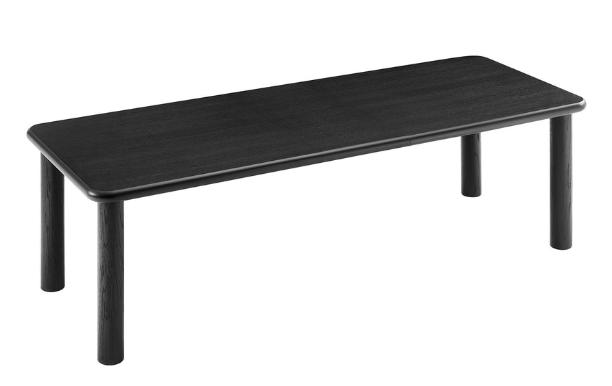 Wells 86"-105" Extendable Rectangular Oak Wood Dining Table in Black