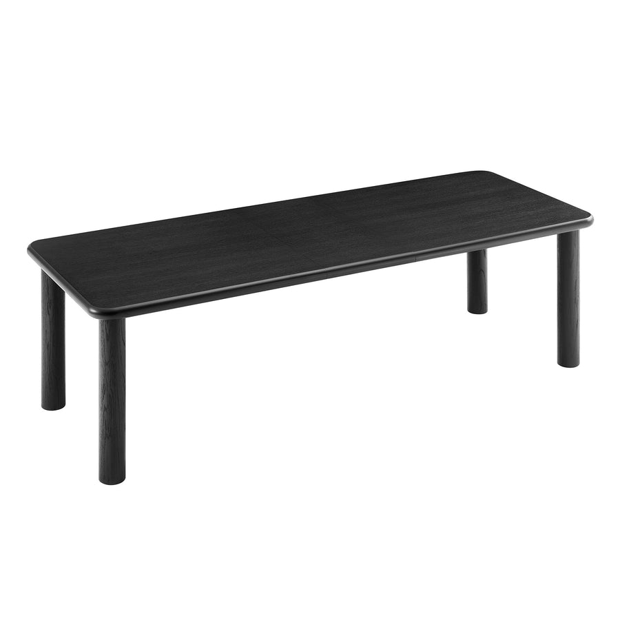 Wells 86"-105" Extendable Rectangular Oak Wood Dining Table in Black