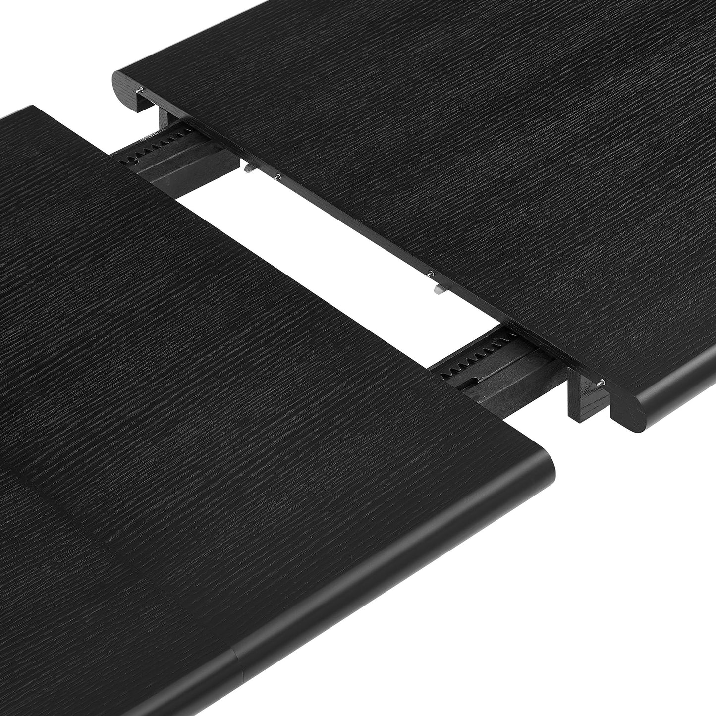 Wells 86"-105" Extendable Rectangular Oak Wood Dining Table in Black