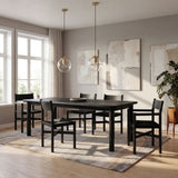 Wells 86"-105" Extendable Rectangular Oak Wood Dining Table in Black