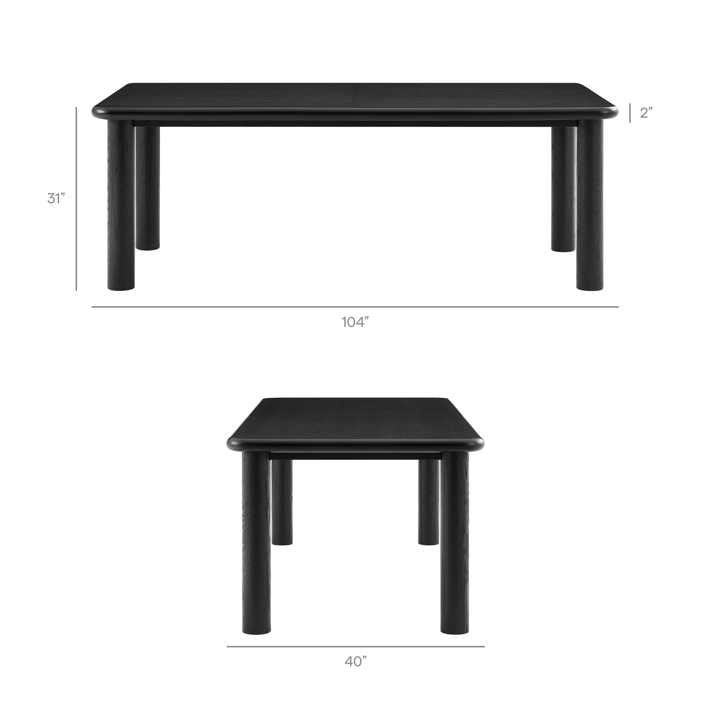 Wells 86"-105" Extendable Rectangular Oak Wood Dining Table in Black
