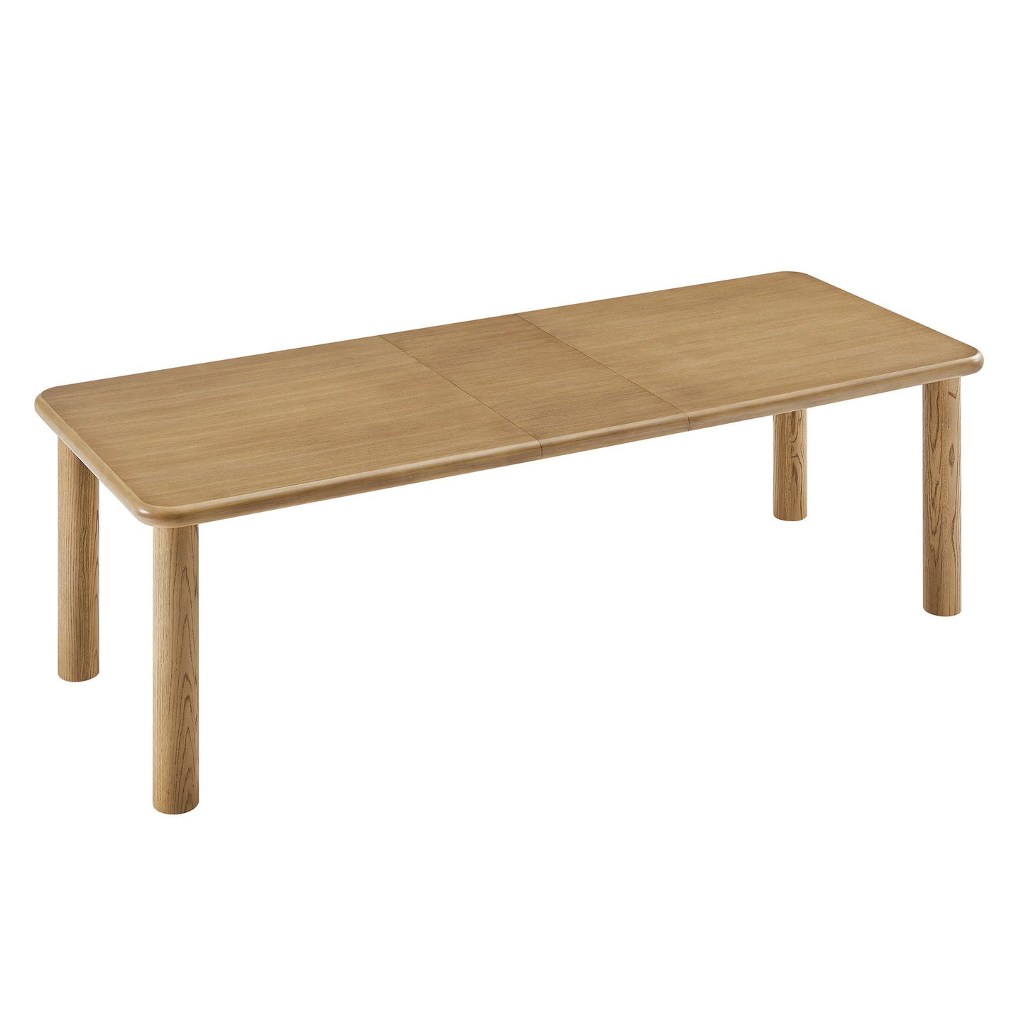 Wells 86"-105" Extendable Rectangular Oak Wood Dining Table in Weathered Oak