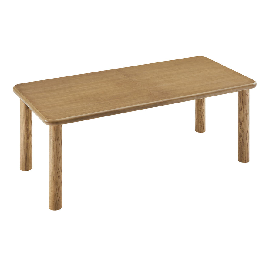 Wells 86"-105" Extendable Rectangular Oak Wood Dining Table in Weathered Oak
