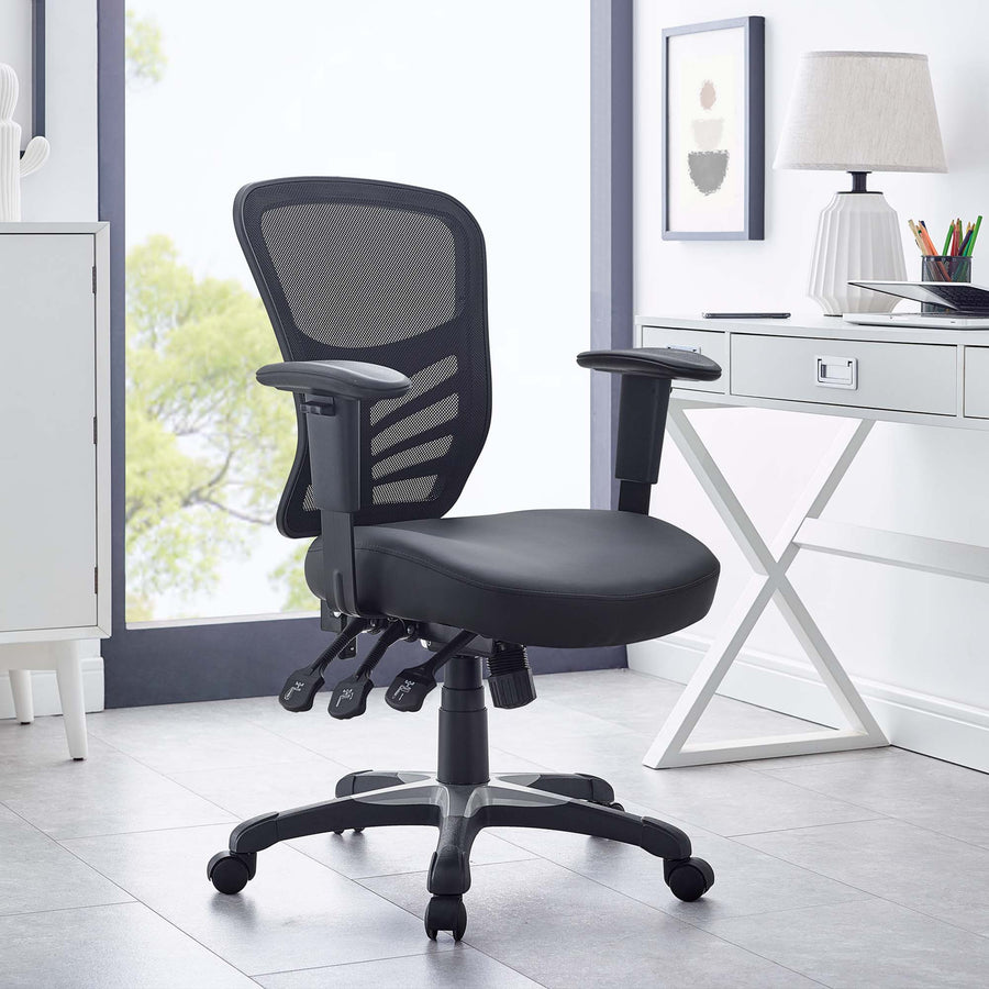 Raffia Vinyl Office Chair in Black
