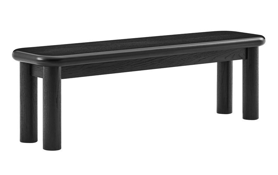 Wells 58" Oak Wood Bench in Black
