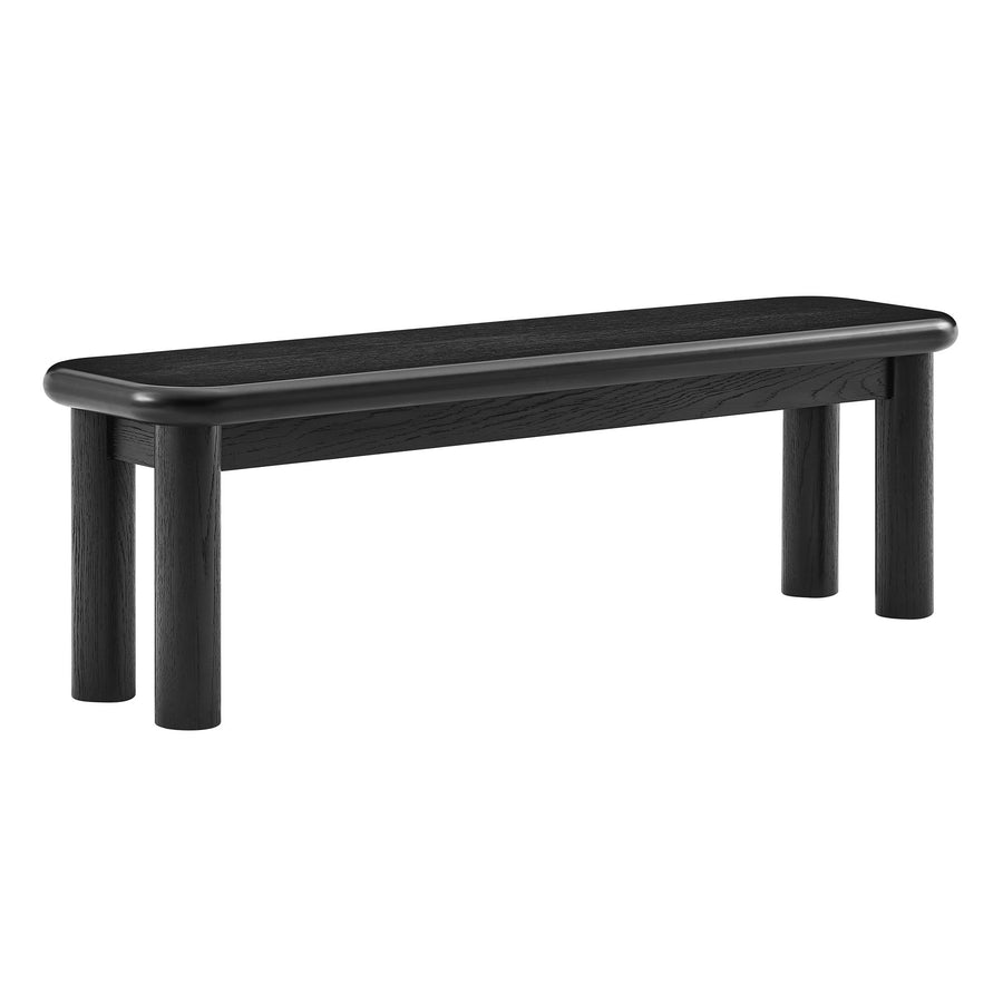 Wells 58" Oak Wood Bench in Black