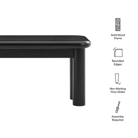 Alvia 58" Oak Wood Bench in Black