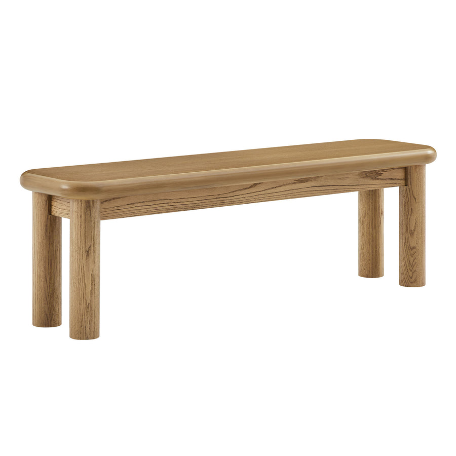 Wells 58" Oak Wood Bench in Weathered Oak