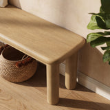 Wells 58" Oak Wood Bench in Weathered Oak