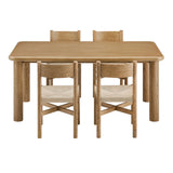 Wells 5-Piece Oak Wood Dining Table and Chairs Set in Weathered Oak
