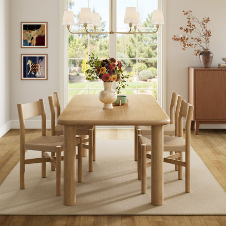 Alvia 5-Piece Oak Wood Dining Table and Chairs Set in Weathered Oak