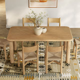 Wells 7-Piece Oak Wood Dining Table and Chairs Set in Weathered Oak