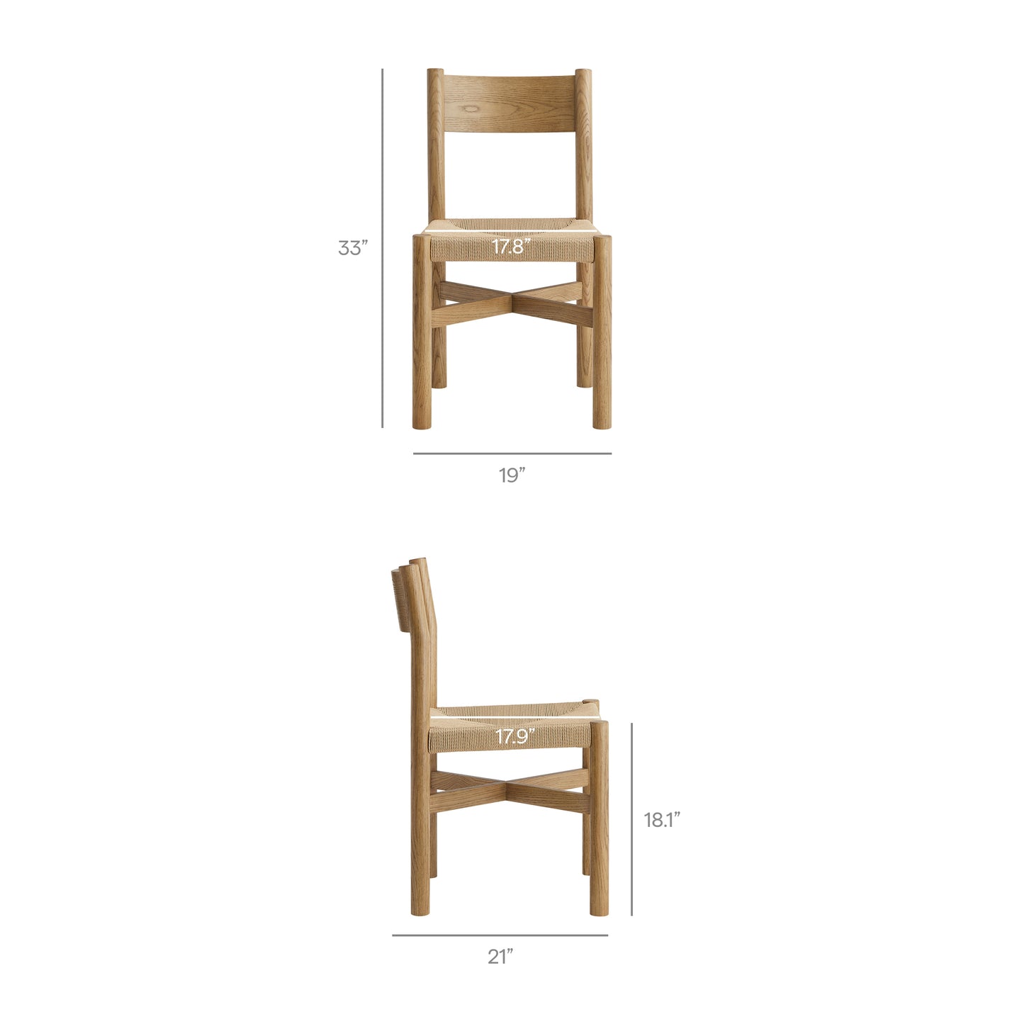 Wells 7-Piece Oak Wood Dining Table and Chairs Set in Weathered Oak
