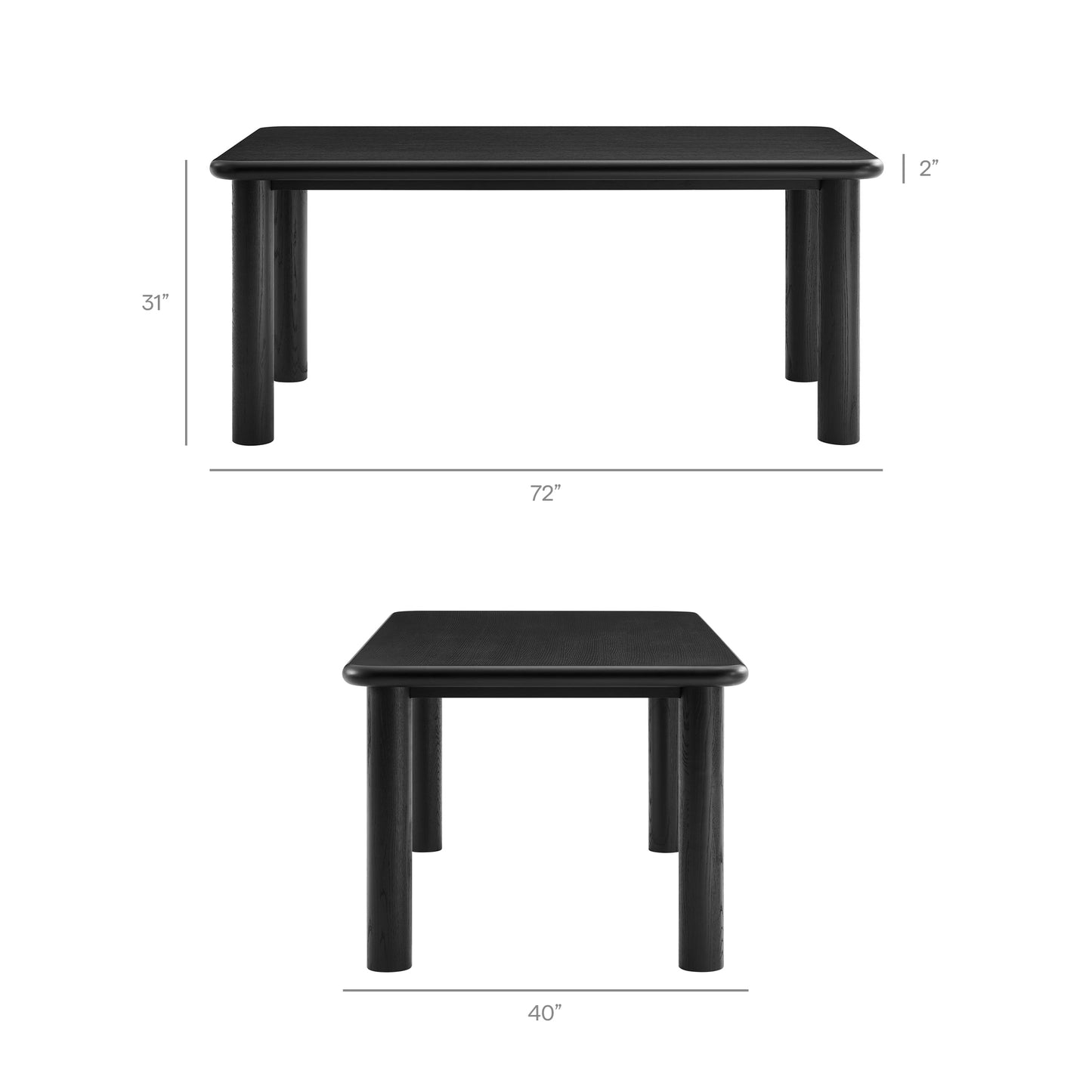 Wells 3-Piece Oak Wood Dining Table and Benches Set in Black