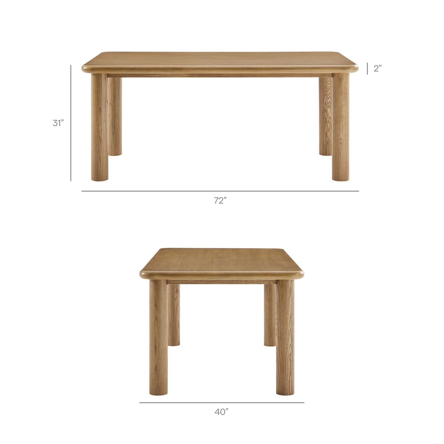 Wells 3-Piece Oak Wood Dining Table and Benches Set in Weathered Oak