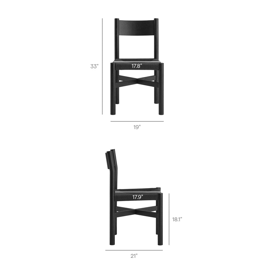 Wells 7-Piece Oak Wood Extendable Dining Table and Chairs Set in Black