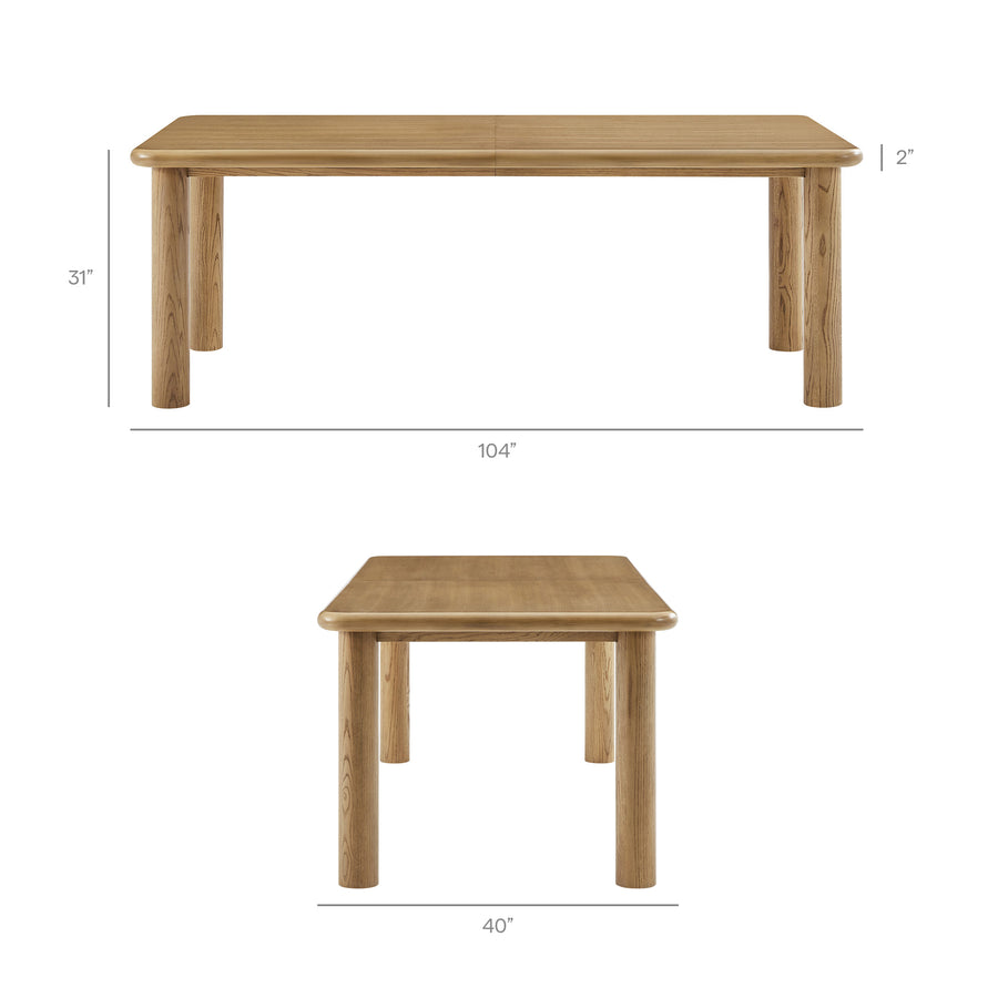 Wells 7-Piece Oak Wood Extendable Dining Table and Chairs Set in Weathered Oak