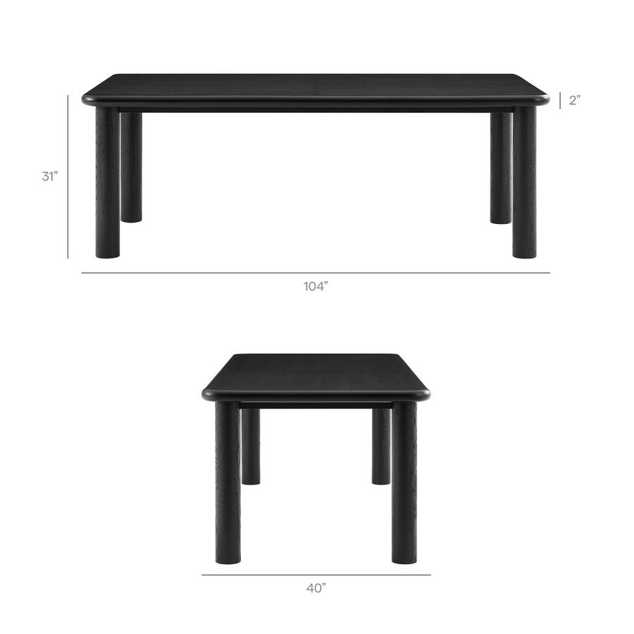 Wells 9-Piece Oak Wood Extendable Dining Table and Chairs Set in Black
