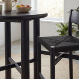 Wells 3-Piece Round Oak Wood Bar Table With Bar Stools Set in Black