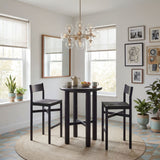 Wells 3-Piece Round Oak Wood Bar Table With Bar Stools Set in Black