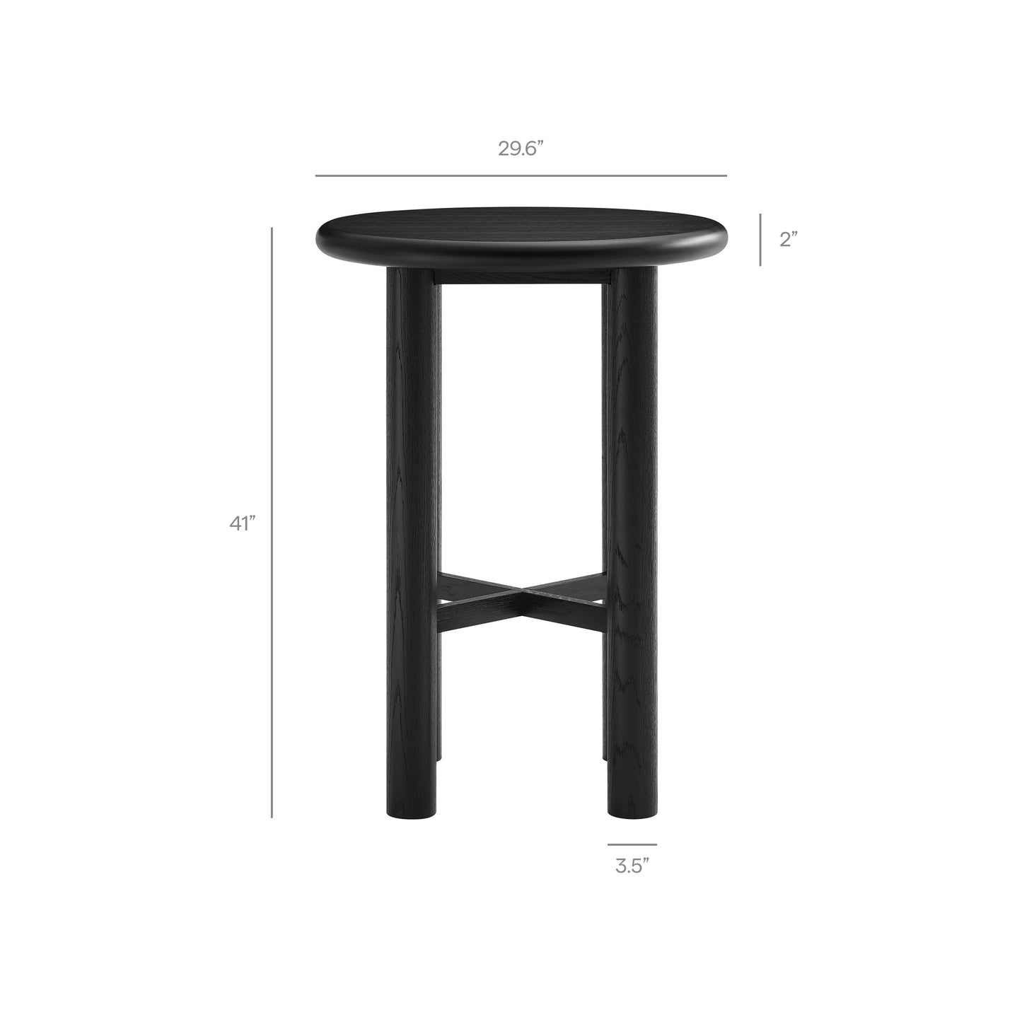 Wells 3-Piece Round Oak Wood Bar Table With Bar Stools Set in Black