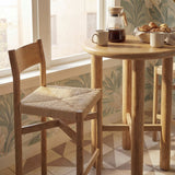 Wells 3-Piece Round Oak Wood Bar Table With Bar Stools Set in Weathered Oak