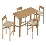 Wells 5-Piece Rectangular Oak Wood Bar Table With Bar Stools Set in Weathered Oak