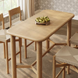 Wells 5-Piece Rectangular Oak Wood Bar Table With Bar Stools Set in Weathered Oak