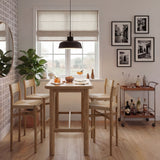 Wells 5-Piece Rectangular Oak Wood Bar Table With Bar Stools Set in Weathered Oak