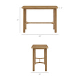 Wells 5-Piece Rectangular Oak Wood Bar Table With Bar Stools Set in Weathered Oak
