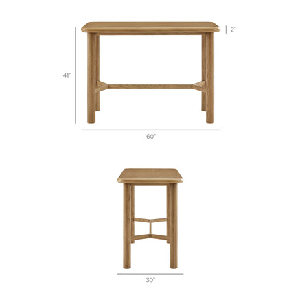 Alvia 5-Piece Rectangular Oak Wood Bar Table With Bar Stools Set in Weathered Oak