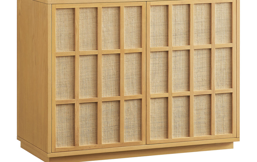 Honey 39 Inch Japandi Accent Cabinet in Light Oak