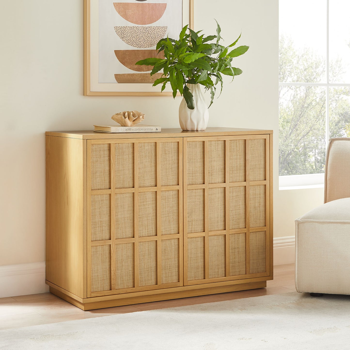 Aiko 39 Inch Japandi Accent Cabinet by Furniture for America