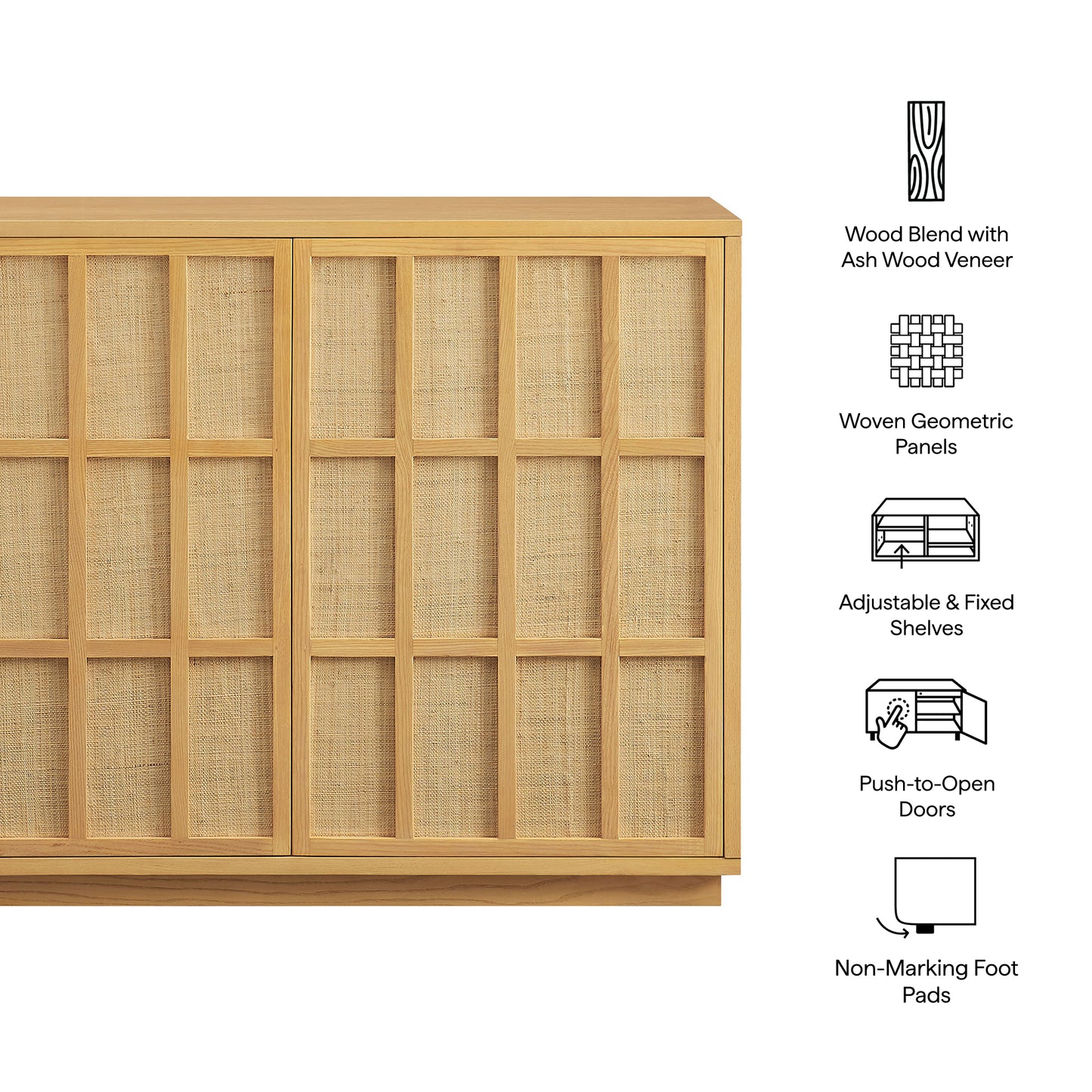 Aiko 39 Inch Japandi Accent Cabinet by Furniture for America