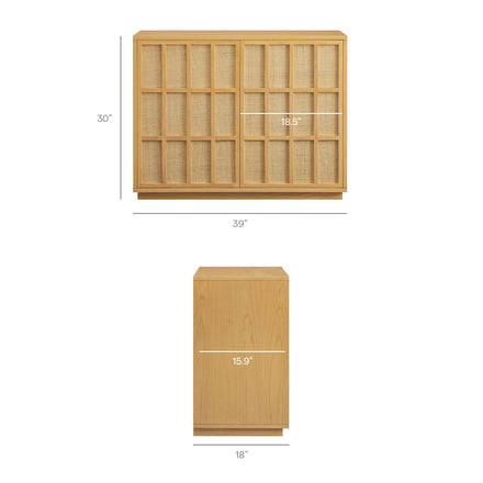 Aiko 39 Inch Japandi Accent Cabinet in Light Oak