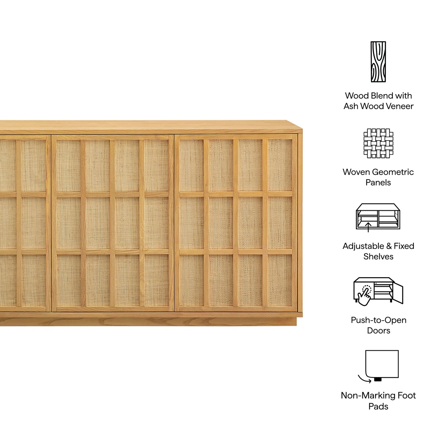 Aiko 76 Inch Japandi Sideboard by Furniture for America