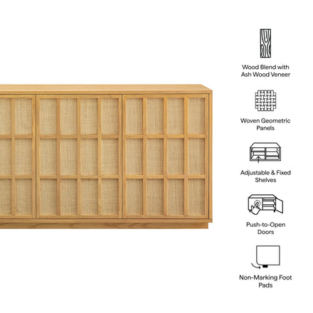 Aiko 76 Inch Japandi Sideboard in Light Oak