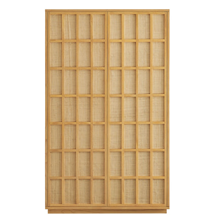 Aiko 64 Inch Tall Japandi Storage Cabinet in Light Oak