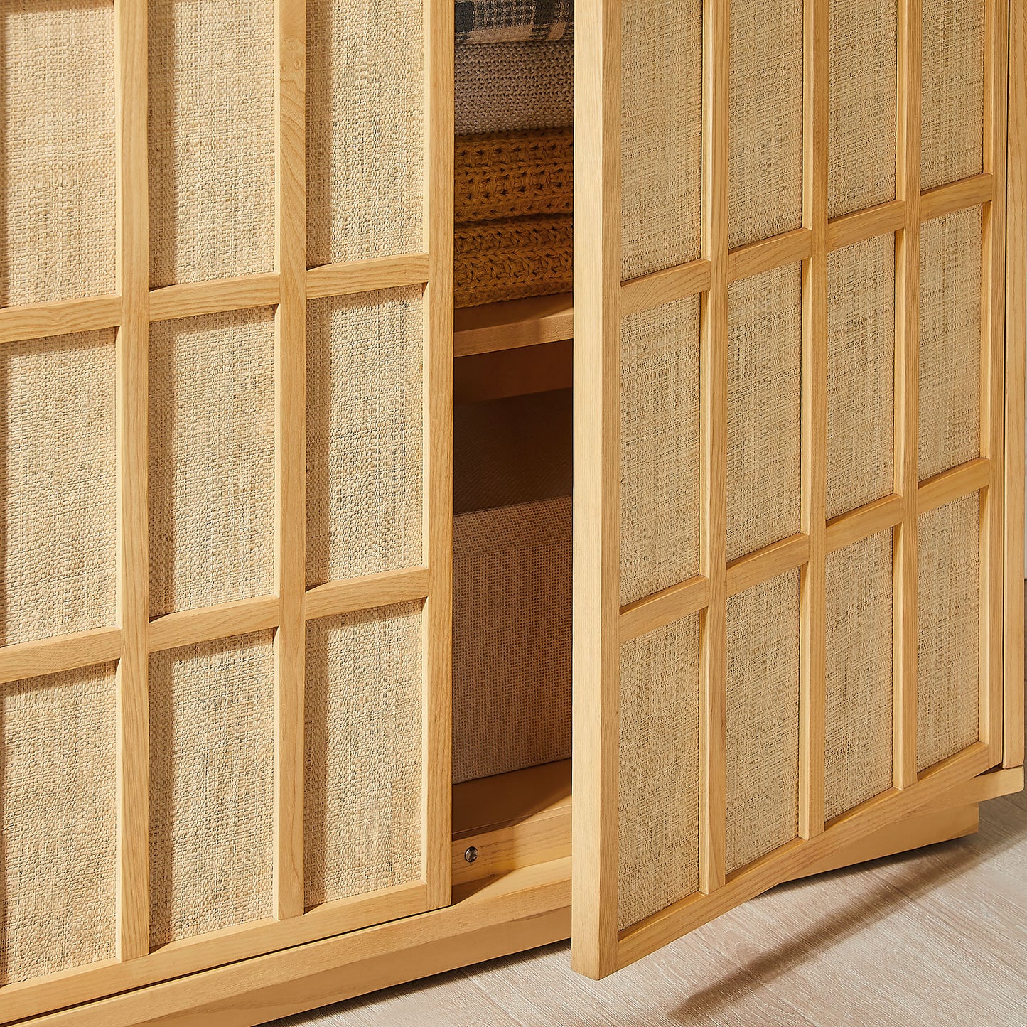 Aiko 64 Inch Tall Japandi Storage Cabinet by Furniture for America