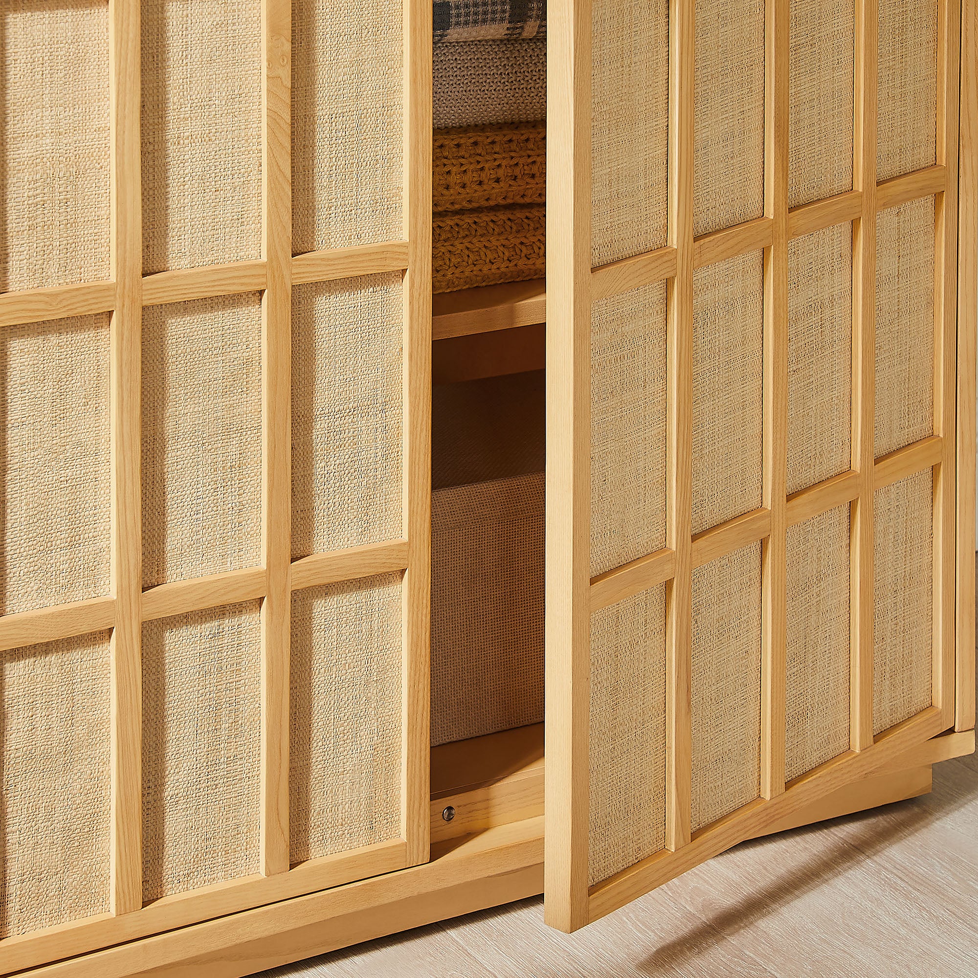 Aiko 64 Inch Tall Japandi Storage Cabinet by Furniture for America