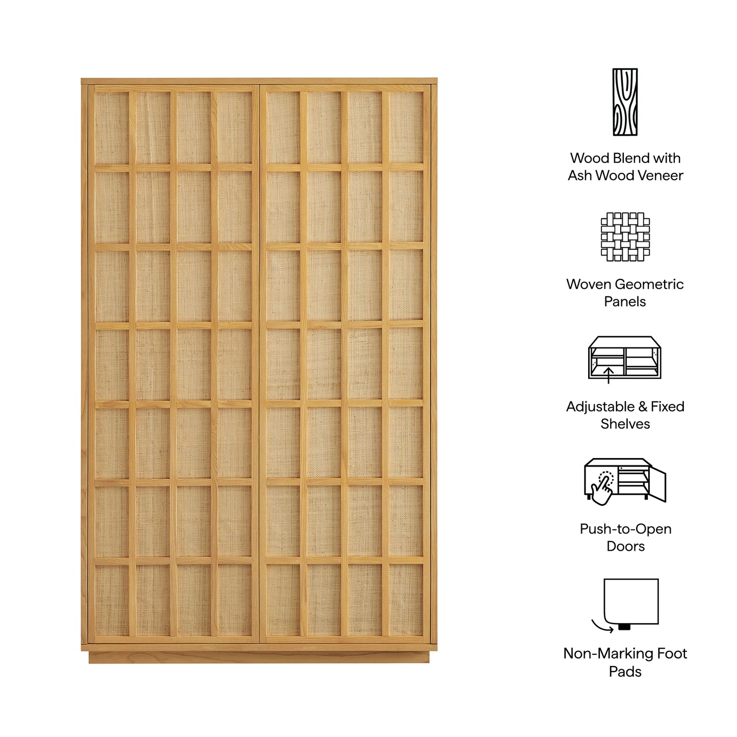 Aiko 64 Inch Tall Japandi Storage Cabinet by Furniture for America