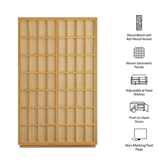Aiko 64 Inch Tall Japandi Storage Cabinet by Furniture for America