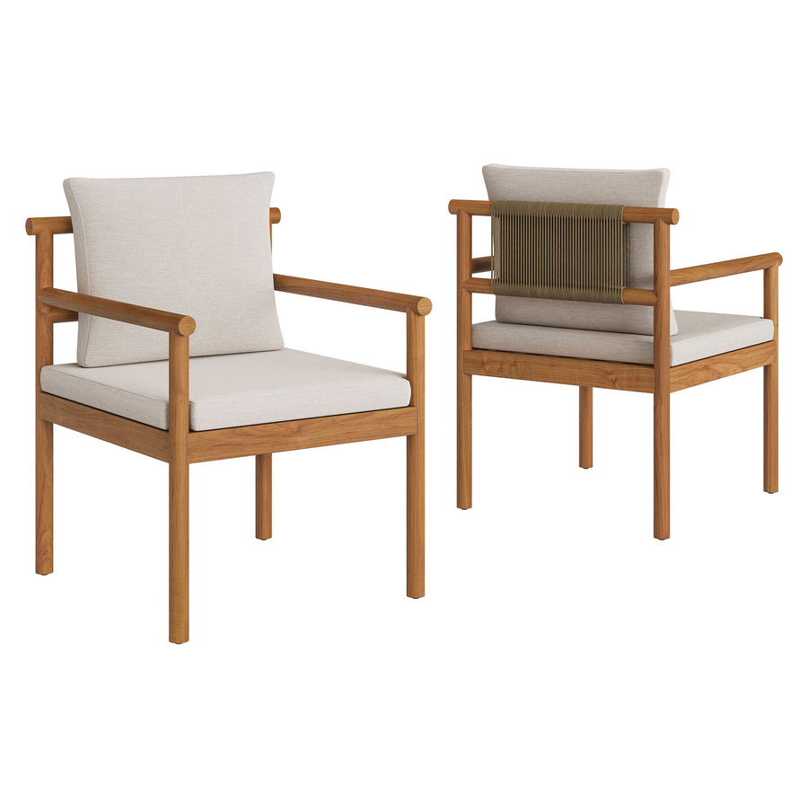 Lyric 7 Piece Outdoor Patio Teak Wood Dining Set in Natural Sail