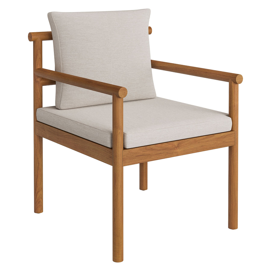 Lyric Outdoor Patio Teak Wood Rope Dining Chair in Natural Sail