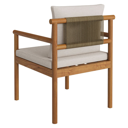 Eleni Outdoor Patio Teak Wood Rope Dining Chair by Furniture for America